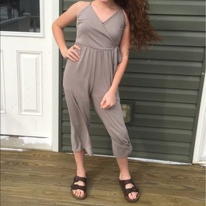Grey Palazzo Pant Spaghetti-Strap Jumpsuit